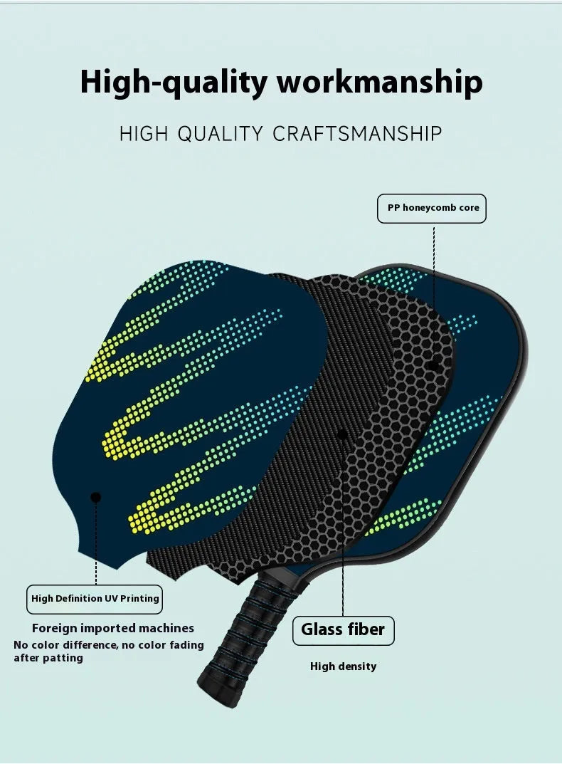 High-density fibreglass table tennis racket for outdoor sports use.