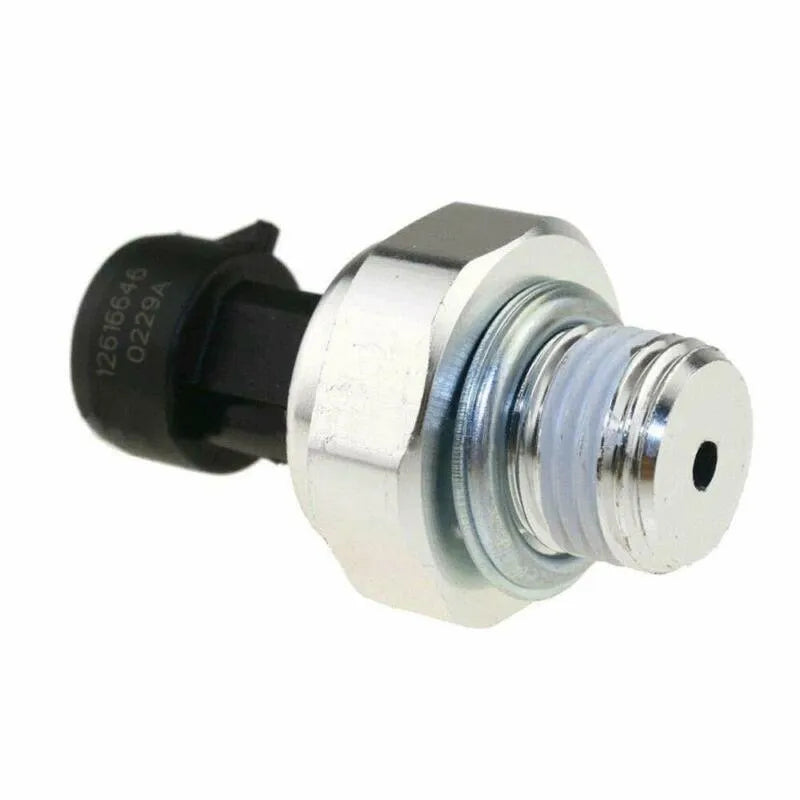 Oil pressure sensor for Buick and Chevrolet cars, model numbers listed on label.