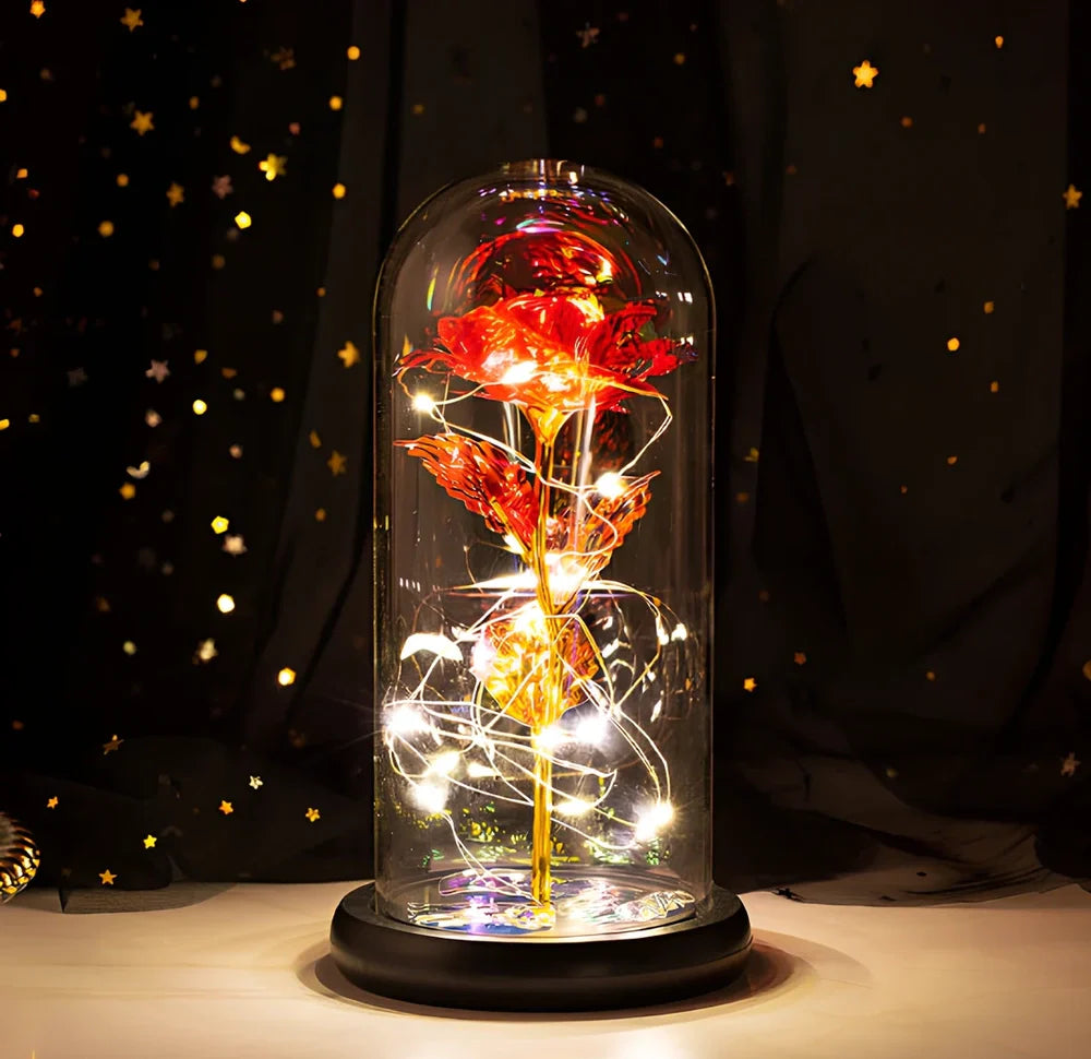Little Prince Rose Glass Cover with 20cm diameter dome protecting plastic flower arrangement