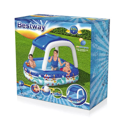Boat Type Sunshade Pool for children with UV protection, dimensions 2.13m x 1.55m x 1m