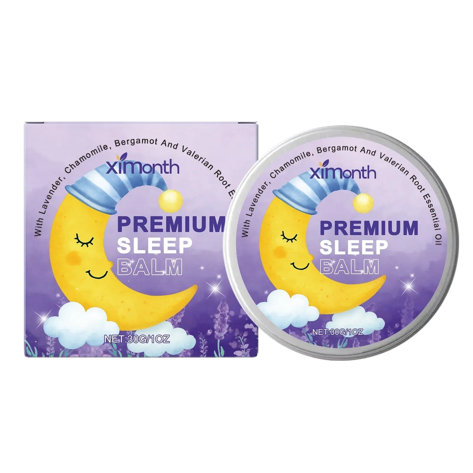 Sleep Goodnight Cream in a 30g container with lavender, chamomile, bergamot and valerian oils.