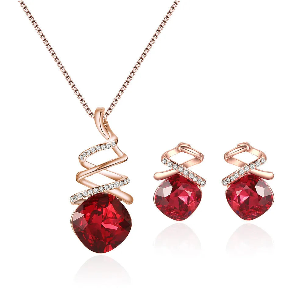 Bridal jewellery set with water wave chain necklace adjustable 51-80cm and matching earrings