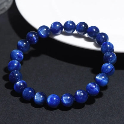 Blue crystal bracelet with geometric shape and Ruyi design, polished finish, sizes 5-12mm