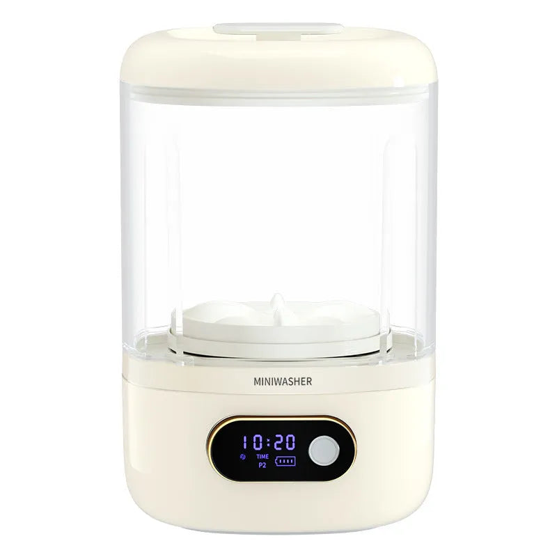 White portable automatic cleaning machine with Type-C charging port and compact dimensions