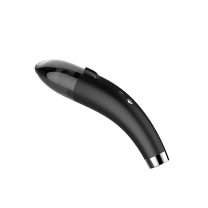 Handheld wireless car vacuum cleaner in black with USB charging cable