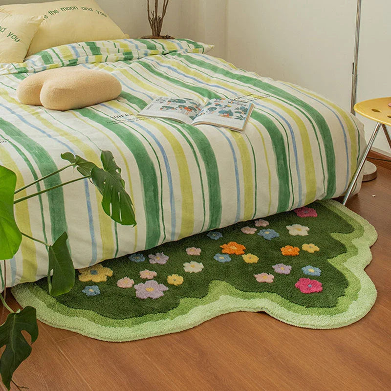 Premium plush area rug with soft acrylic fibers, non-slip backing, and unique floral pattern for living room, bedroom, and home decor
