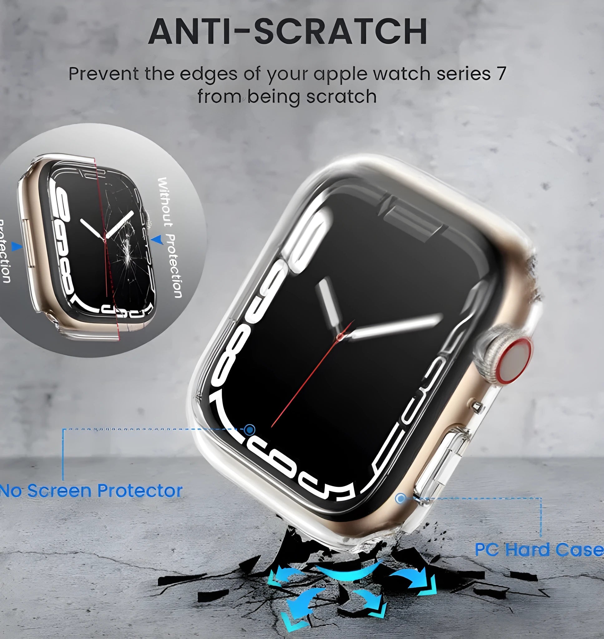 PC Tempered Film protective case for Apple Watch in various colours and sizes.