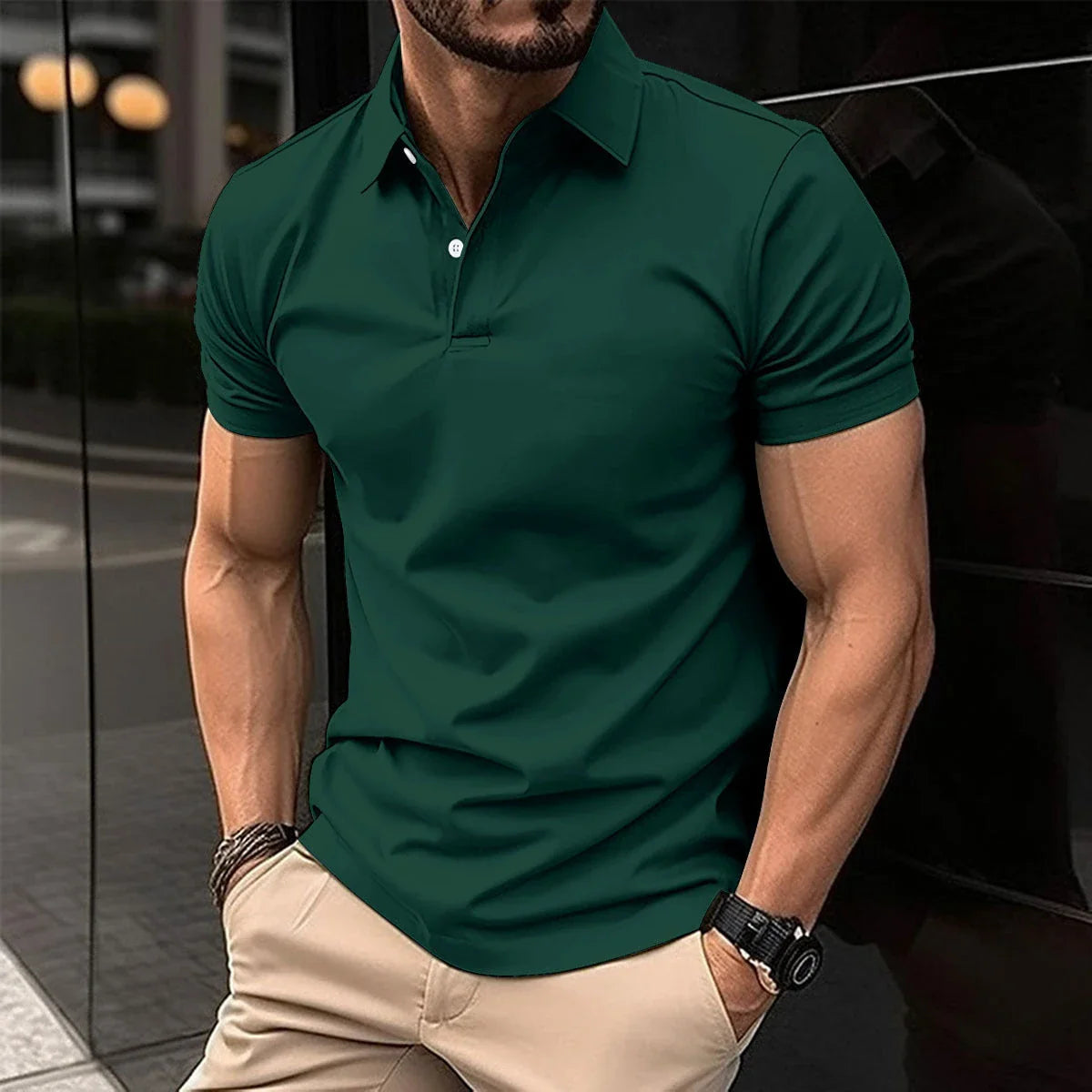 Premium cotton polo shirt for men in various solid colors and sizes