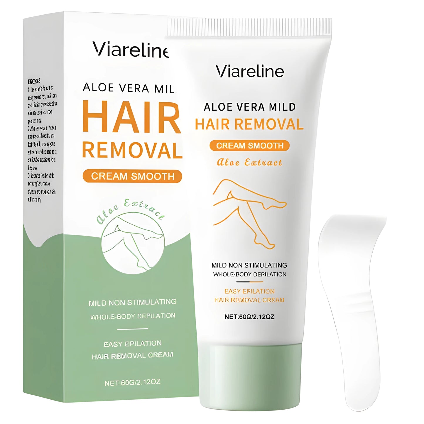 Aloe vera moisturising hair removal cream tube with shea butter and witch hazel extract