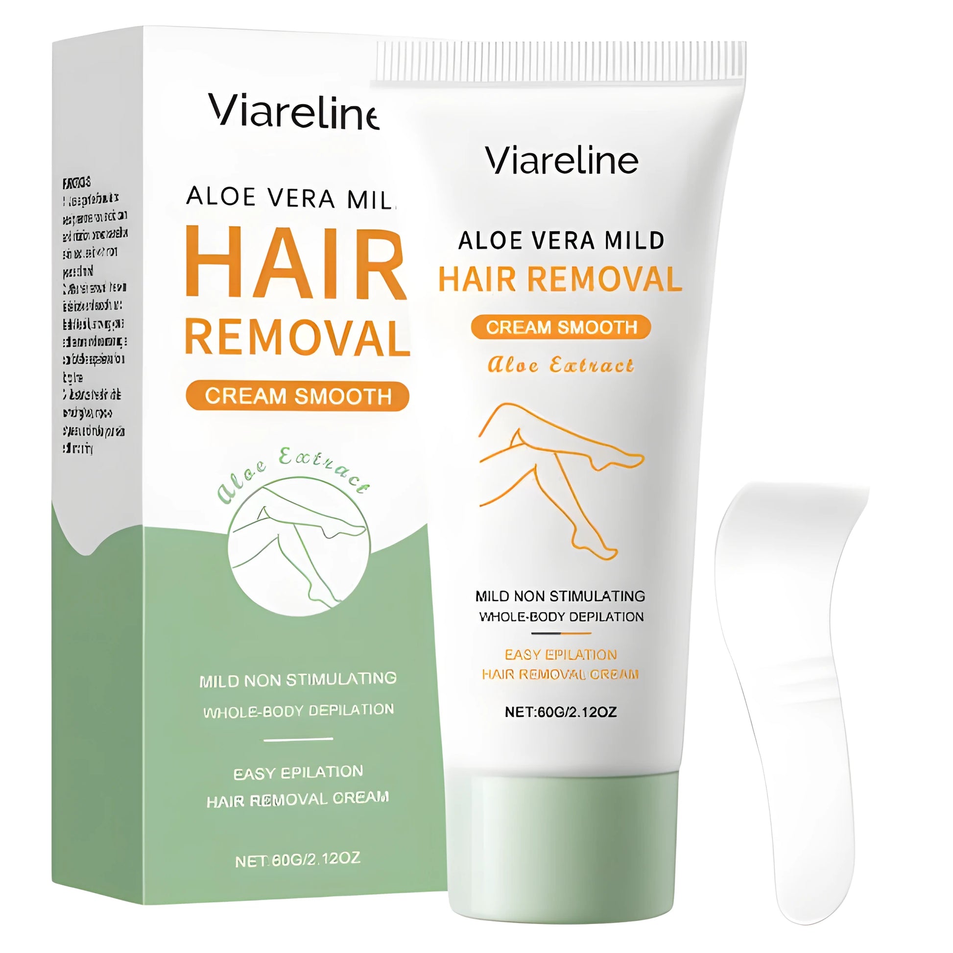Aloe vera moisturising hair removal cream tube with shea butter and witch hazel extract