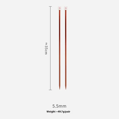Crochet hook set with 13 sizes from 2.0mm to 10.0mm, each hook has a protective cap, showing lengthened 15cm shafts
