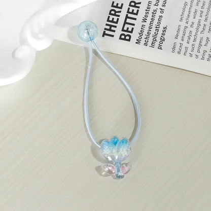 Tulip decorated gradient colour rubber band hair band in nylon fabric