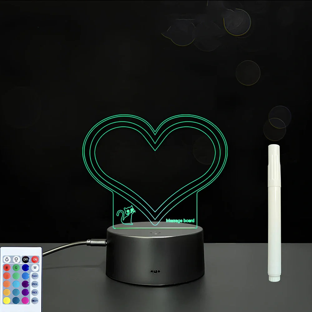 3D acrylic LED message board on black ABS base, 96cm x 40cm, with touch colourful lights and stylus