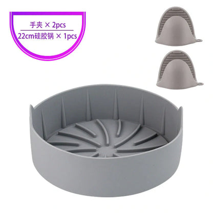 Reusable silicone air fryer pot liners in various colours and sizes