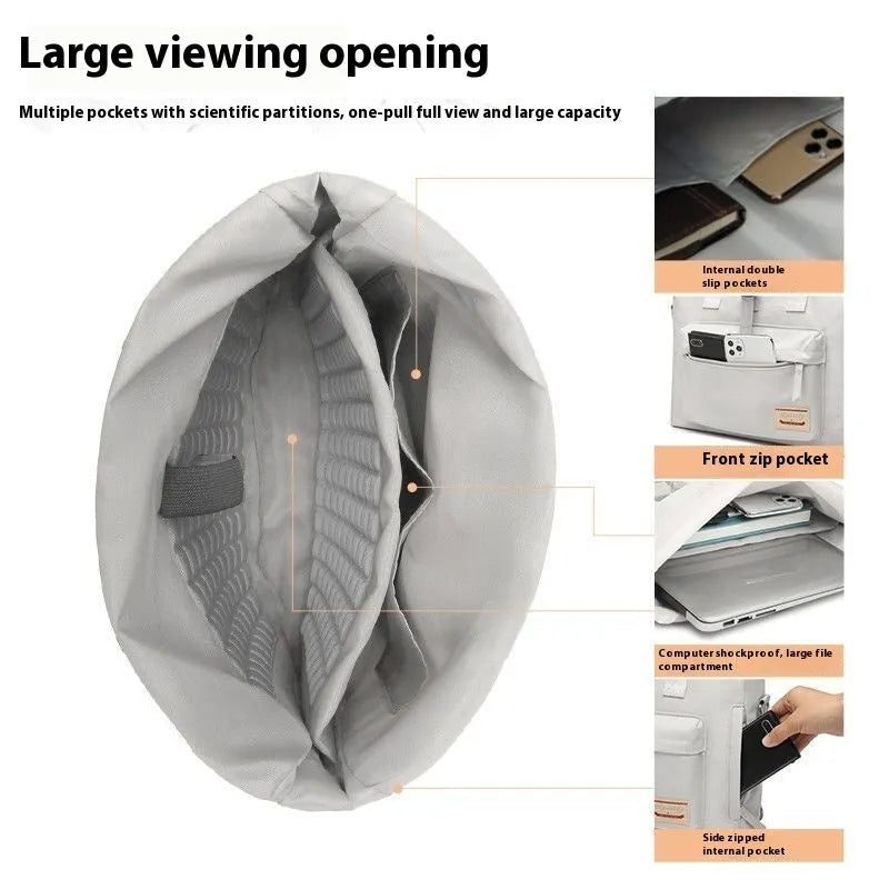 Shockproof laptop bag with waterproof nylon fabric in black colour showing protective inner liner