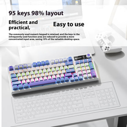 SK15 wired mechanical keyboard with rotary knob in choice of sunset orange, autumn water blue, or black colour for e-sports gaming