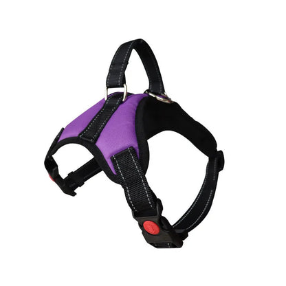 Explosion-proof polyester dog chest harness in black with saddle chest strap for medium and large dogs, sizes XS to XL