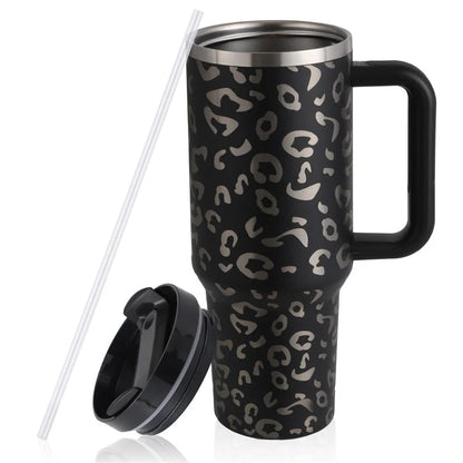 40oz stainless steel straw coffee mug with handle, ideal for travel