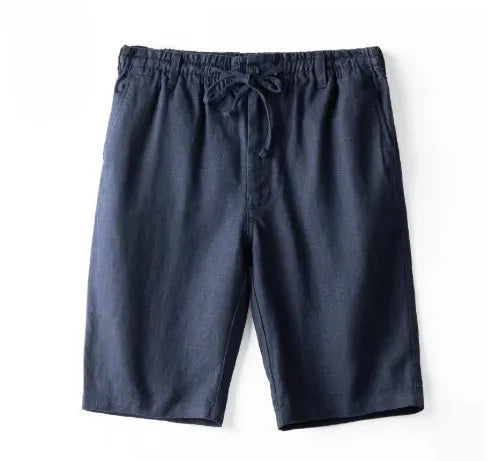 Men's thin linen casual beach shorts in a loose straight-leg cut, shown in one of six colours