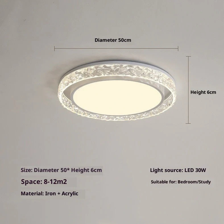 Circular 50cm bedroom ceiling lamp with Nordic design in black, gold, or white finish options