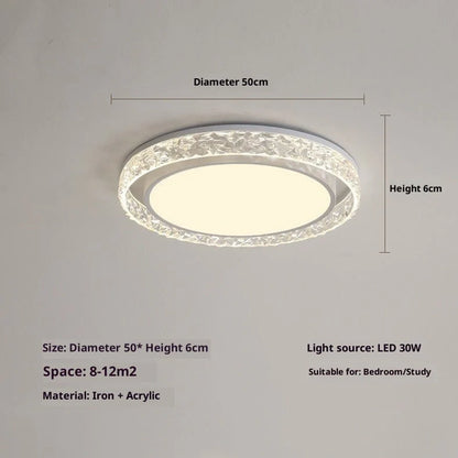 Circular 50cm bedroom ceiling lamp with Nordic design in black, gold, or white finish options