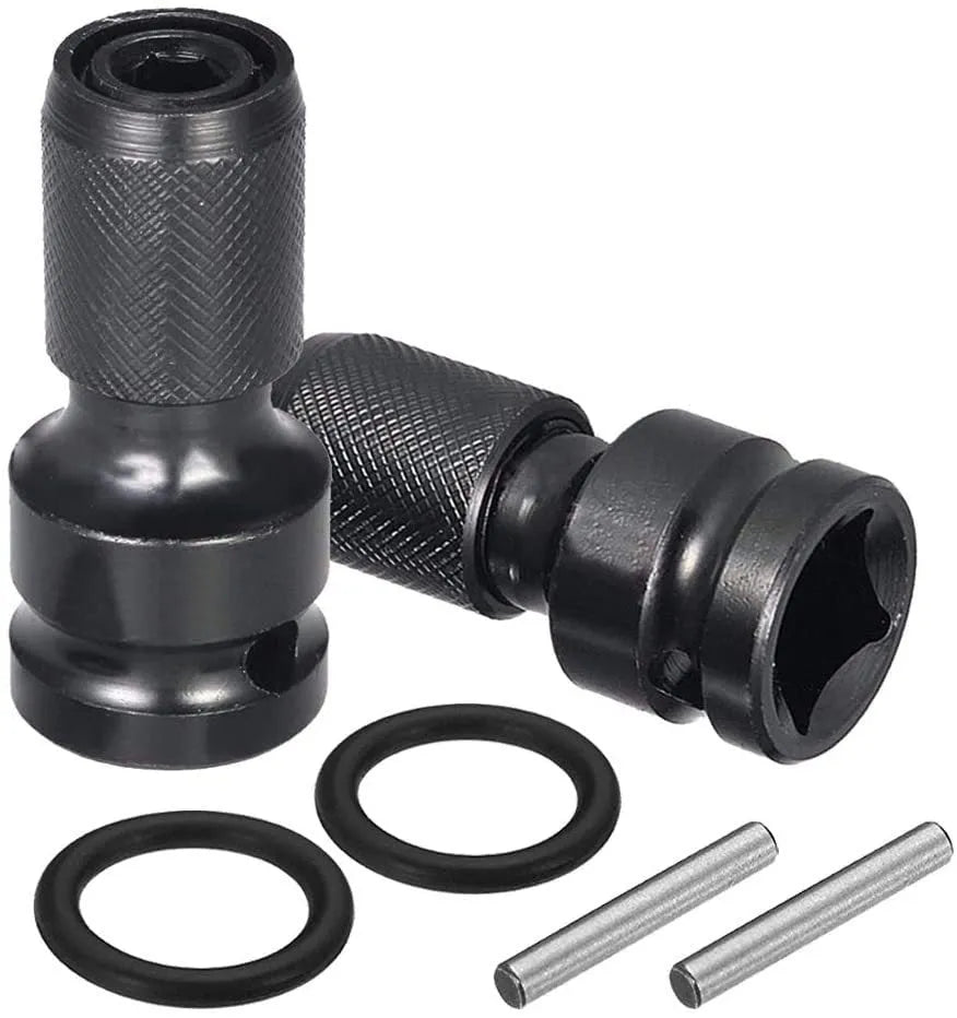 Scaling bit holder with telescopic sleeve and O-ring bolt made from No. 45 steel for socket wrench conversions.