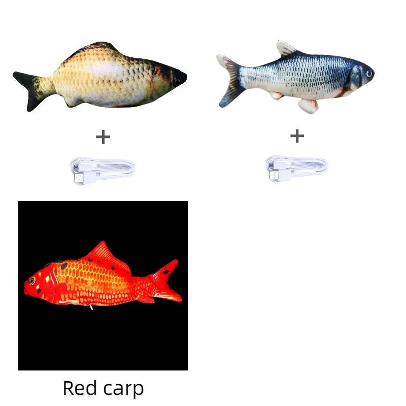 30cm multicolour electronic jumping fish cat toy with USB charging cable