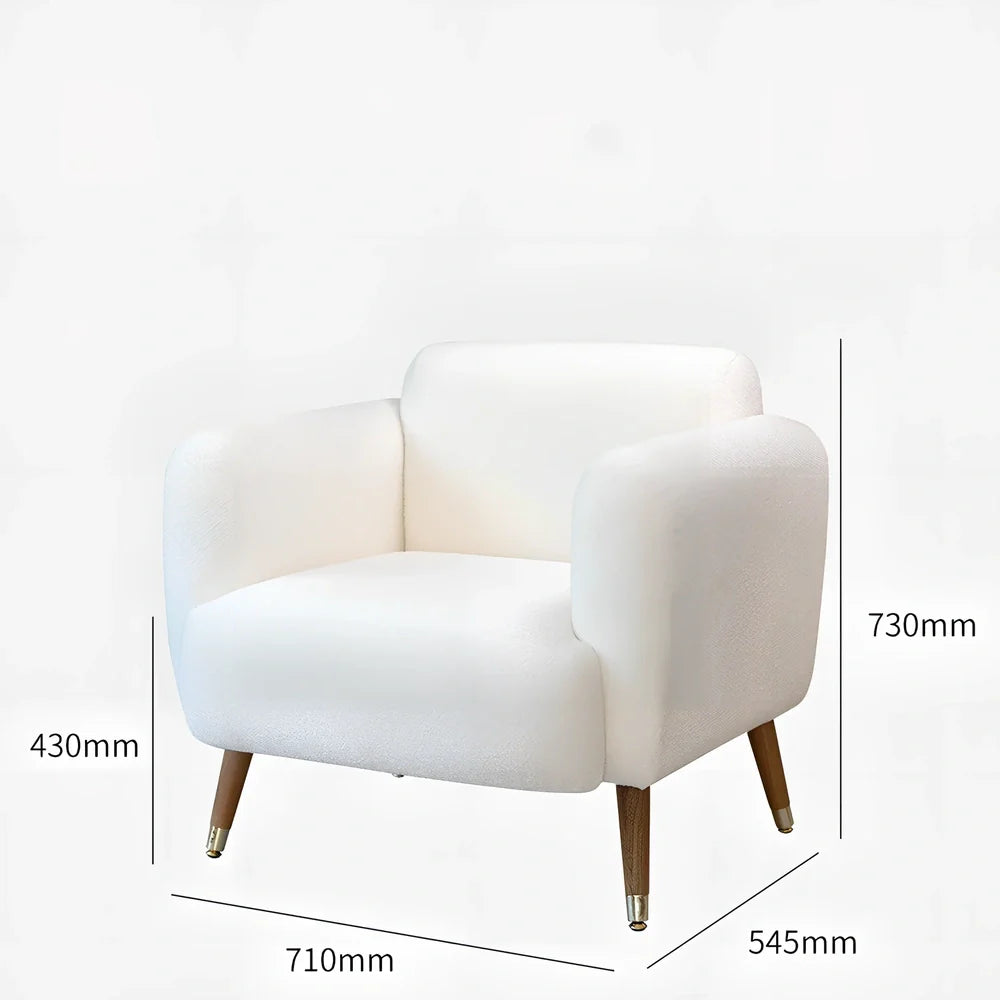 Modern fabric sofa chair in blue grey colour with 73cm width and medium density foam sponge filling