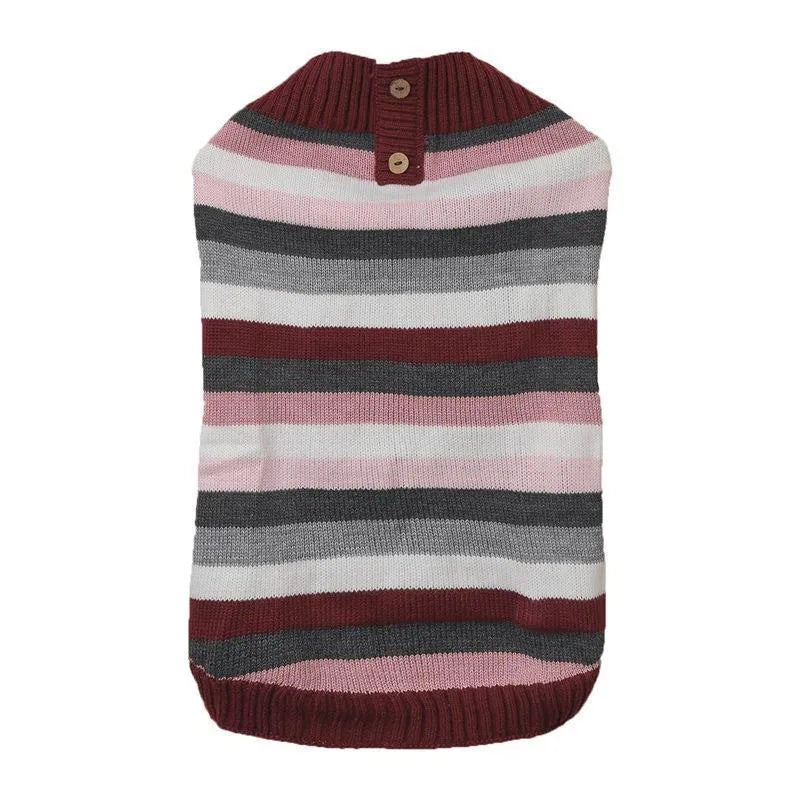 Grey dog sweater with side zipper and chest pocket on a small dog.