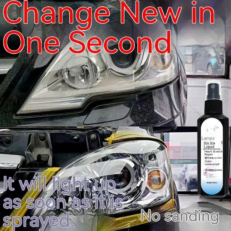 100ml bottle of clear car headlight restoration liquid for plastic lens cleaning.