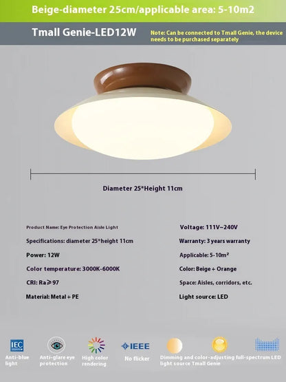 Flying saucer ceiling lamp in cream style with iron shade, available in 25cm or 45cm diameter and six colours
