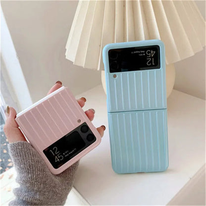 Samsung Z Flip3 flip case in seven colours showing ultra-thin PC construction