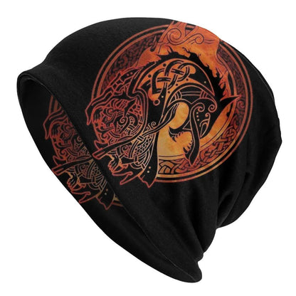 Viking totem wolf print double-layer elastic sleeve cap in various colours for hip hop street dance
