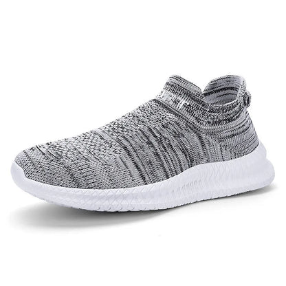 Men's breathable Flyknit casual trainers in four colours with flat heel and viscose sole