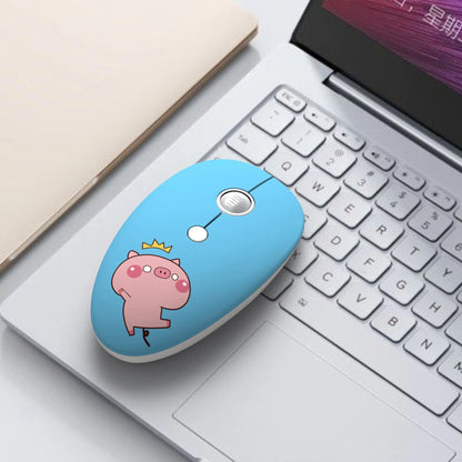 Wireless cartoon animal mini mouse showing compact dimensions and colourful design options including yellow tiger and blue rabbit variations