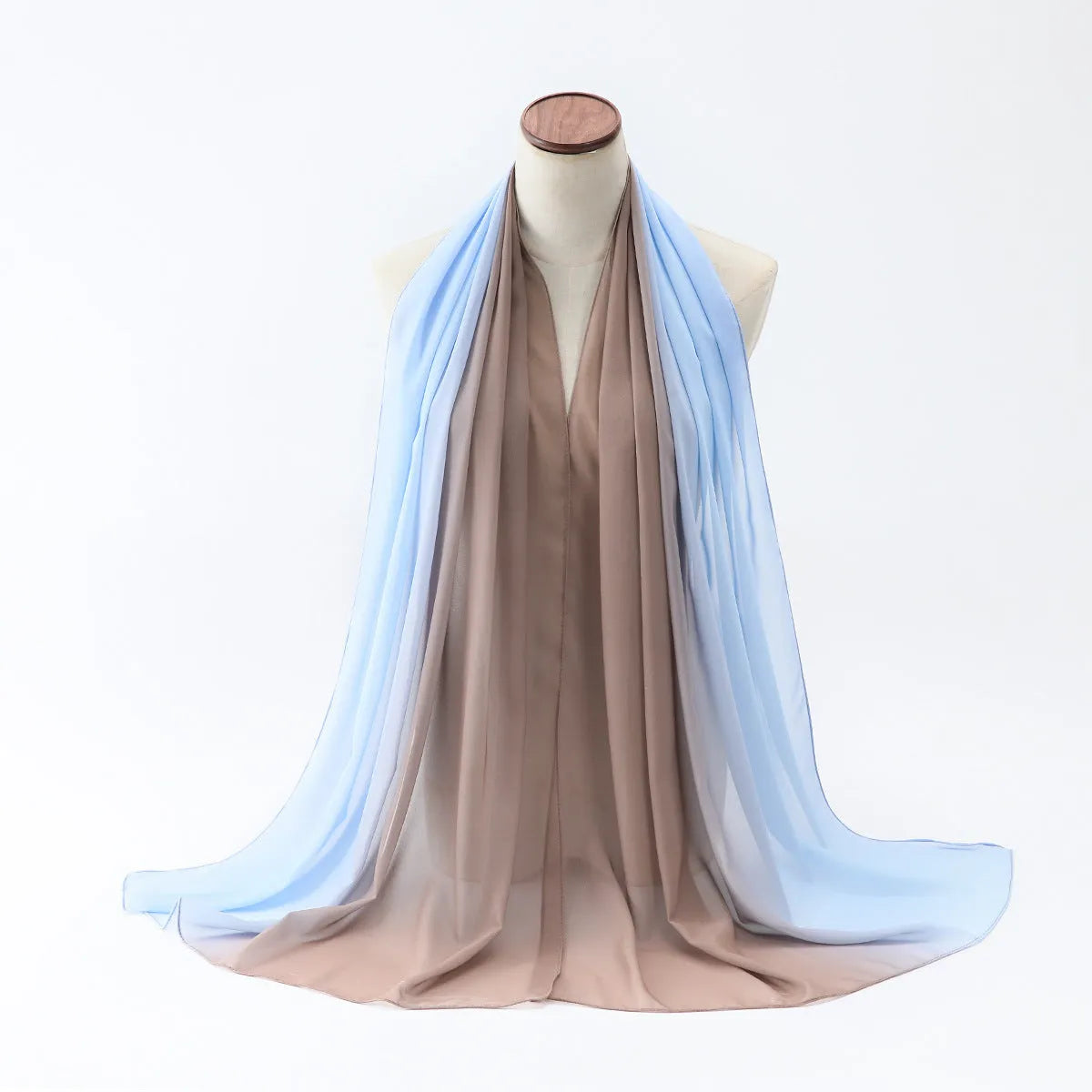 Long chiffon scarf for women in various colours, showing lightweight fabric and 175cm length