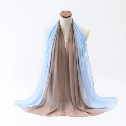 Long chiffon scarf for women in various colours, showing lightweight fabric and 175cm length