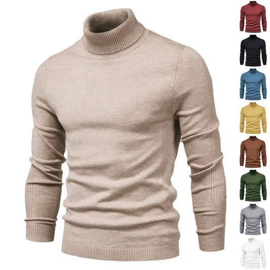 Men's slim fit turtleneck winter sweater in various colours