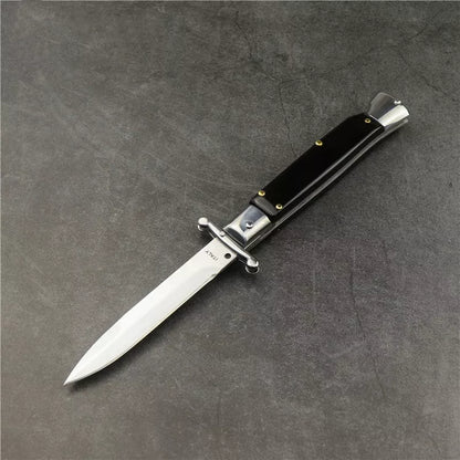 Camping Outdoor Damascus Folding Knife with snake wood handle