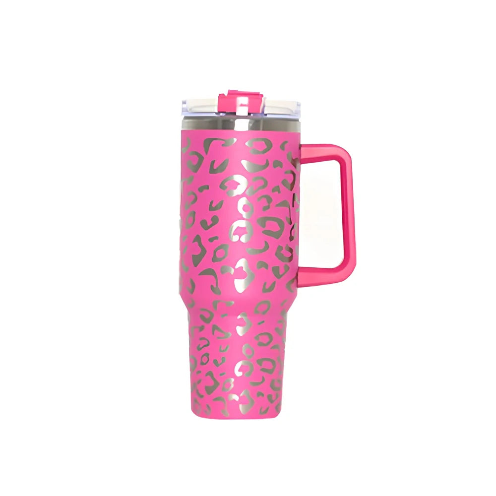 304 stainless steel vacuum cup with double-wall insulation showing 40oz capacity and 26cm height dimensions