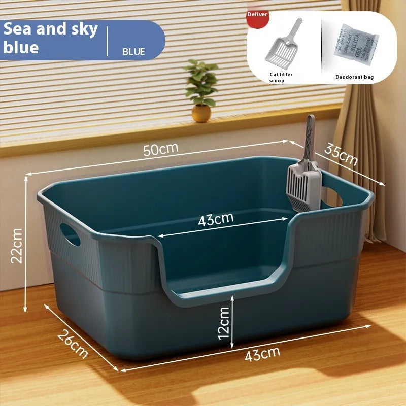 Oversized semi-closed cat litter box in selected colour with free extra-large litter scoop