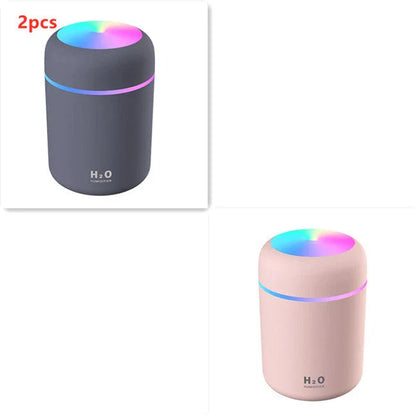 Compact and quiet bedroom humidifier with soothing colour-changing lights for a relaxing sleep environment