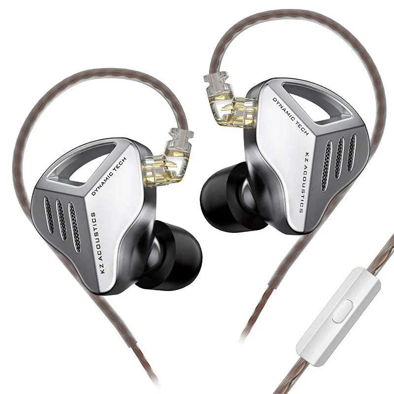 KZ ZAX silver blue in-ear headphones with L-bend 3.5mm plug and tangle-free cable
