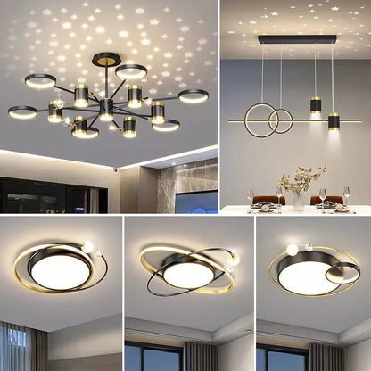 Black 13-head iron fan chandelier pendant lamp with remote control