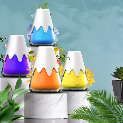 Snow Mountain Cup car air freshener, a purple glass vessel with ceramic paste, placed on a car dashboard