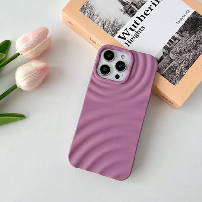 Water ripple TPU iPhone case with corrugated texture, anti-fall cover in black, white, purple, grey, blue, pink or green