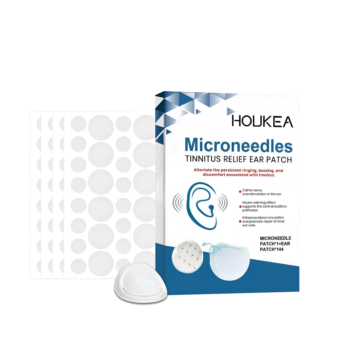 Peltier microneedle tinnitus relief ear patch with mint leaf extract and 144 patches