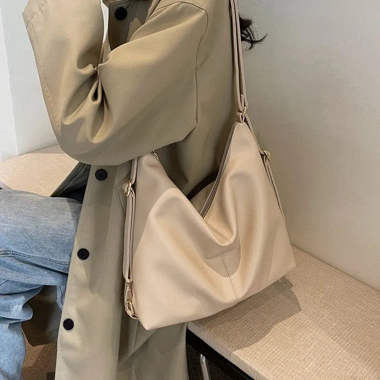Multi-purpose PU shoulder bag for college and commuting in black, beige, brown or coffee