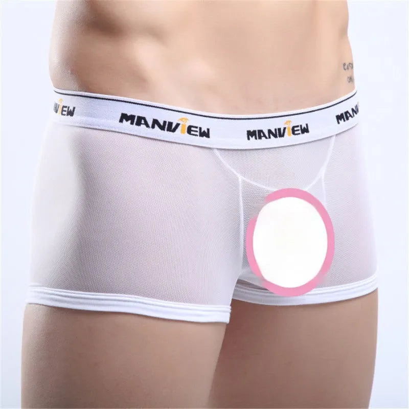 Men's mesh boxer shorts for adult males in five solid colours - breathable fabric underwear available in sizes M L XL XXL with Asian sizing guidance for comfortable fit