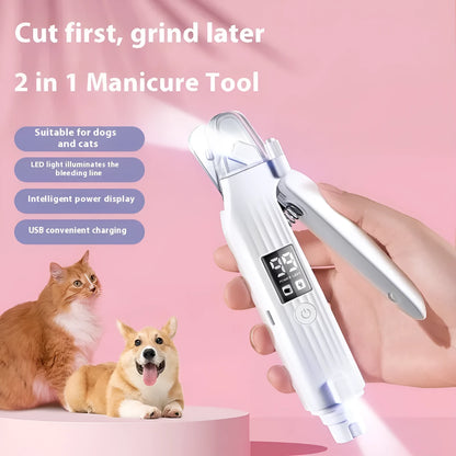 HZ8 White model battery-operated dog nail clippers made from ABS plastic.
